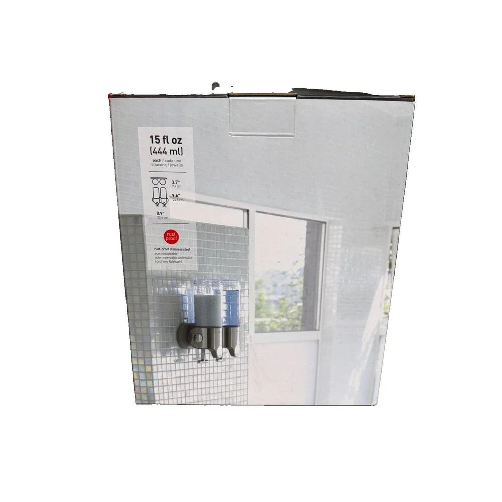 Simplehuman Wall Mount Shampoo and Soap Dispensers Stainless Steel Twin New